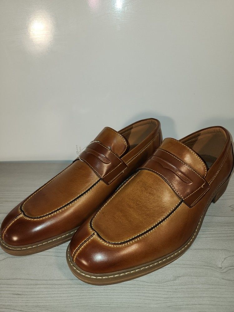 Unlisted Kenneth Cole Men's Size 11.5 Kinley Penny Leather Loafers Cognac. Msrp $119