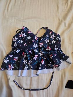 Floral Tankini Swim Top with Ruffle Hem