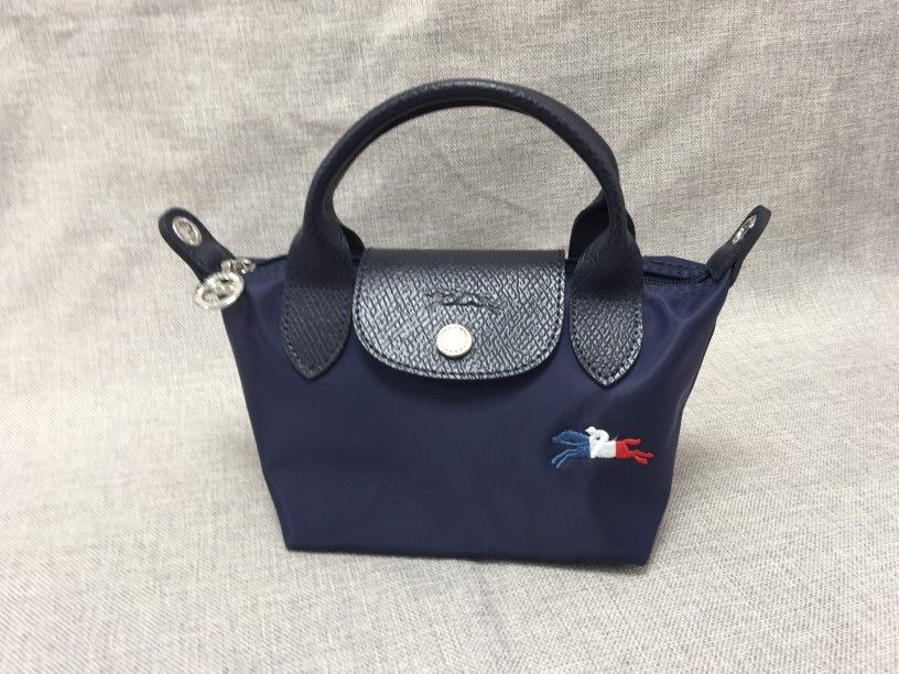 LongChamp Le Pliage Tres Paris Navy Mini pouch with Shoulder Strap