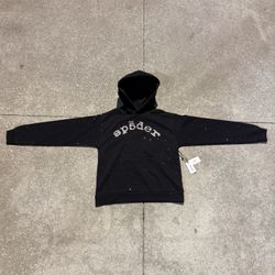 Sp5der Hoodie Black Rhinestone 