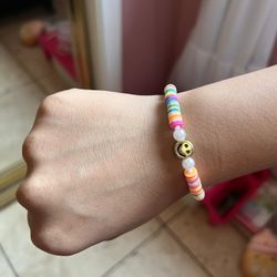 smiley face clay bead bracelet 