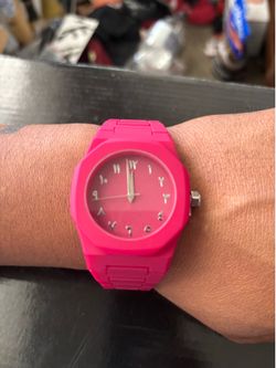 Pink and silver watch