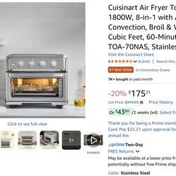 Cuisinart Air Fryer Toaster Oven 8-in-1 with Air Fry convection