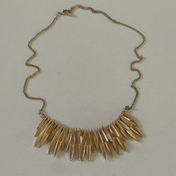 Banana Republic Gold Tone Leaf Bib Statement Necklace