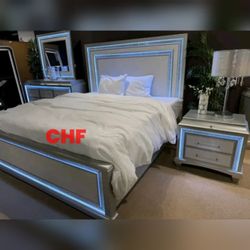 Modern classic Queen/king bed frame with LED lightning
