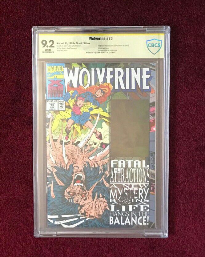 Wolverine 75 (green hologram) signed and graded comic book