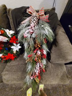 Pretty Christmas wreaths and door swags