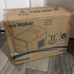 BREEZOME Ice Maker Countertop, 9 Ice Cubes in 6 mins, Self-Cleaning Portable Ice Machine with Basket and Scoop, 2 Sizes of Bullet Ice for Home Kitchen