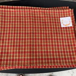 New 6 Fabric Plaid Placemats, 13 By 18 Inches, In Fall Colors, Heavyweight Fabric