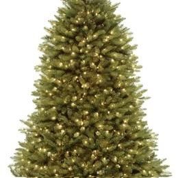 National Tree Company Artificial Full Christmas Tree, Green, Dunhill Fir,White Lights 6.5 Feet