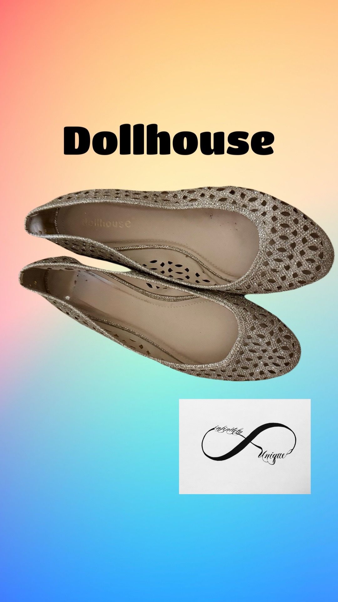 Dollhouse Gold Glitter Laser Cut Flats-