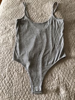 Gray ribbed body suit. Size large