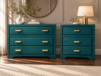 Teal 3-Drawer Dresser with Gold Handles