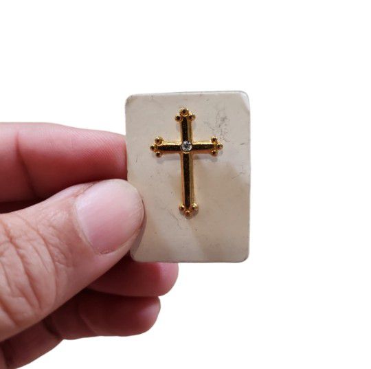 Vintage Camco Gold Toned Bling Center Cross Pin 1"