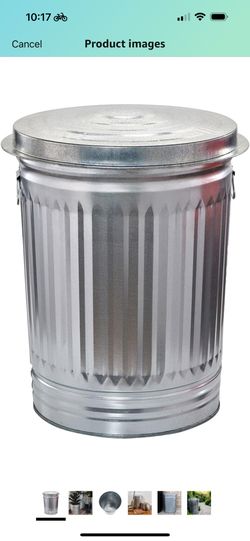 31-Gallon Steel Trash Can, Pre-Galvanized Trash Can with Lid Round, Metal, Outdoor Garbage Can with Lid Steel