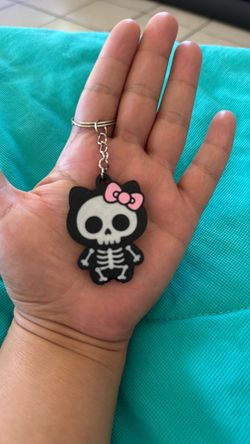 Hello Kitten skeleton 3D printed  keychain
