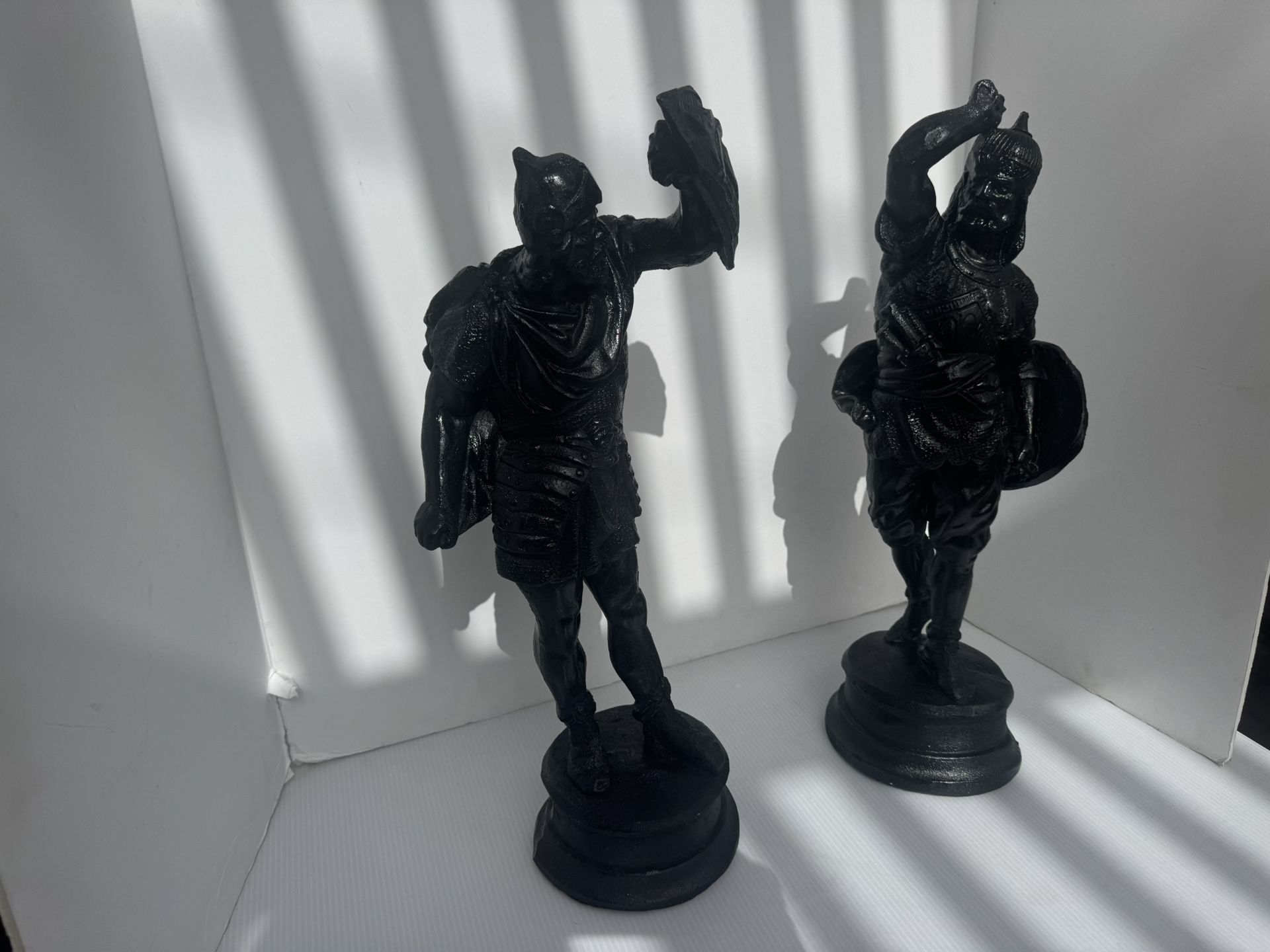 Pair of Medieval Knights Chalkware Statues - 19”