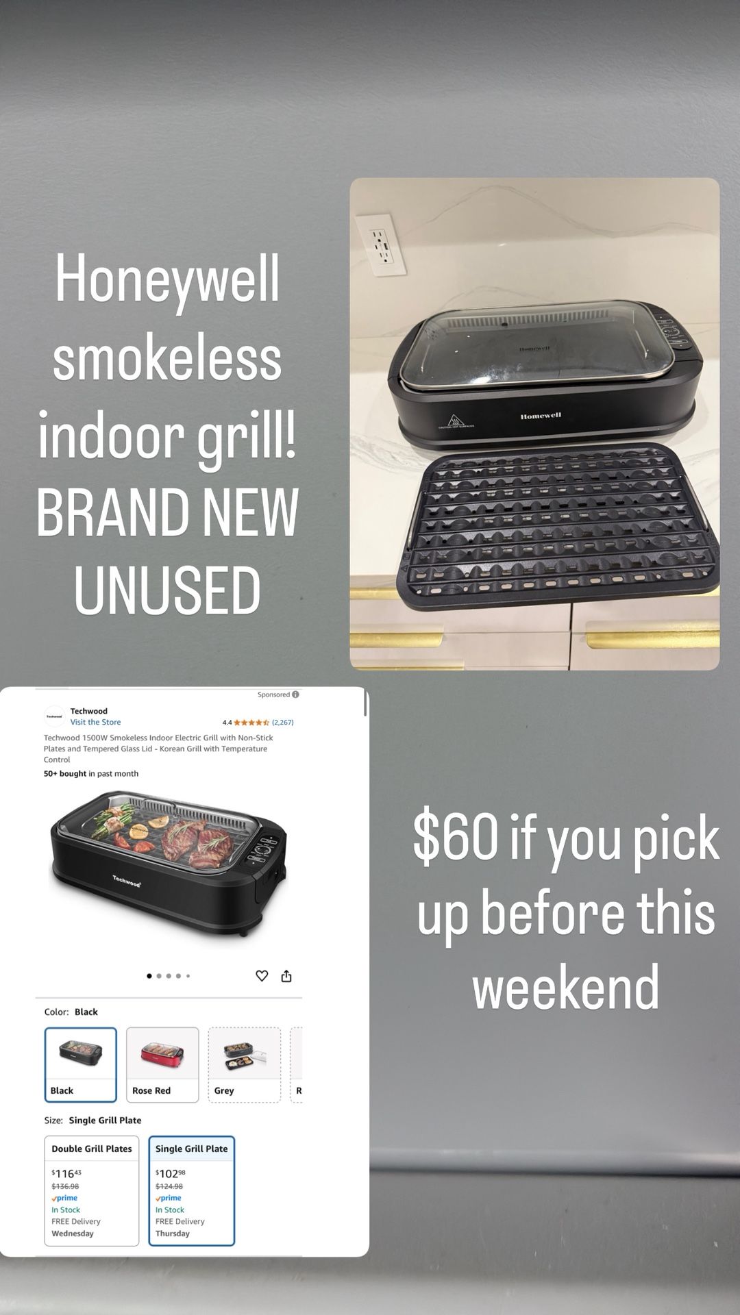 Honeywell Indoor Smokeless grill!!!! Brand New Unused!