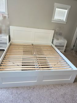 IKEA BRIMNES King bed frame with storage and headboard