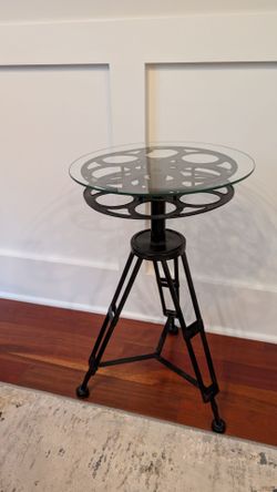 Rotating Industrial Film Reel Side Table - Perfect for Home Theater / Media Room / steam punk