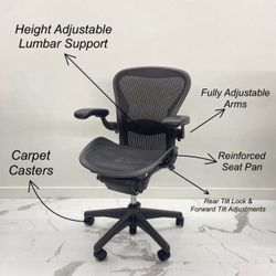 HERMAN MILLER CLASSIC AERON CHAIRS SIZE B FULLY LOADED $450 EACH DELIVERY AVAILABLE 
