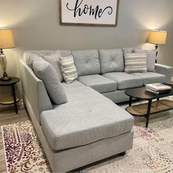 Brand New Upholstered Grey/black Fabric L Shape/corner Sectional Sofa/couch 