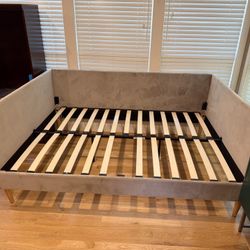 Full Grey Upholstered Bed Frame 