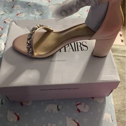 Nude  Pink  Satin Heels 