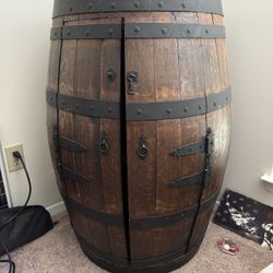 Chilean Wine Barrel Turned Liquor Cabinet
