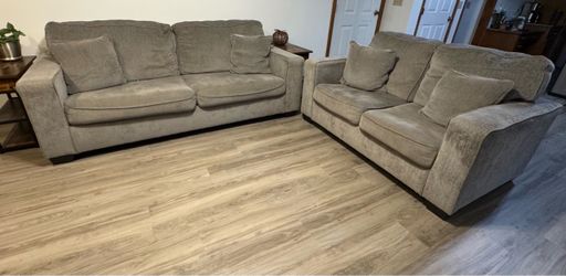 Ashley Furniture Gray Fabric Sofa and Loveseat Set