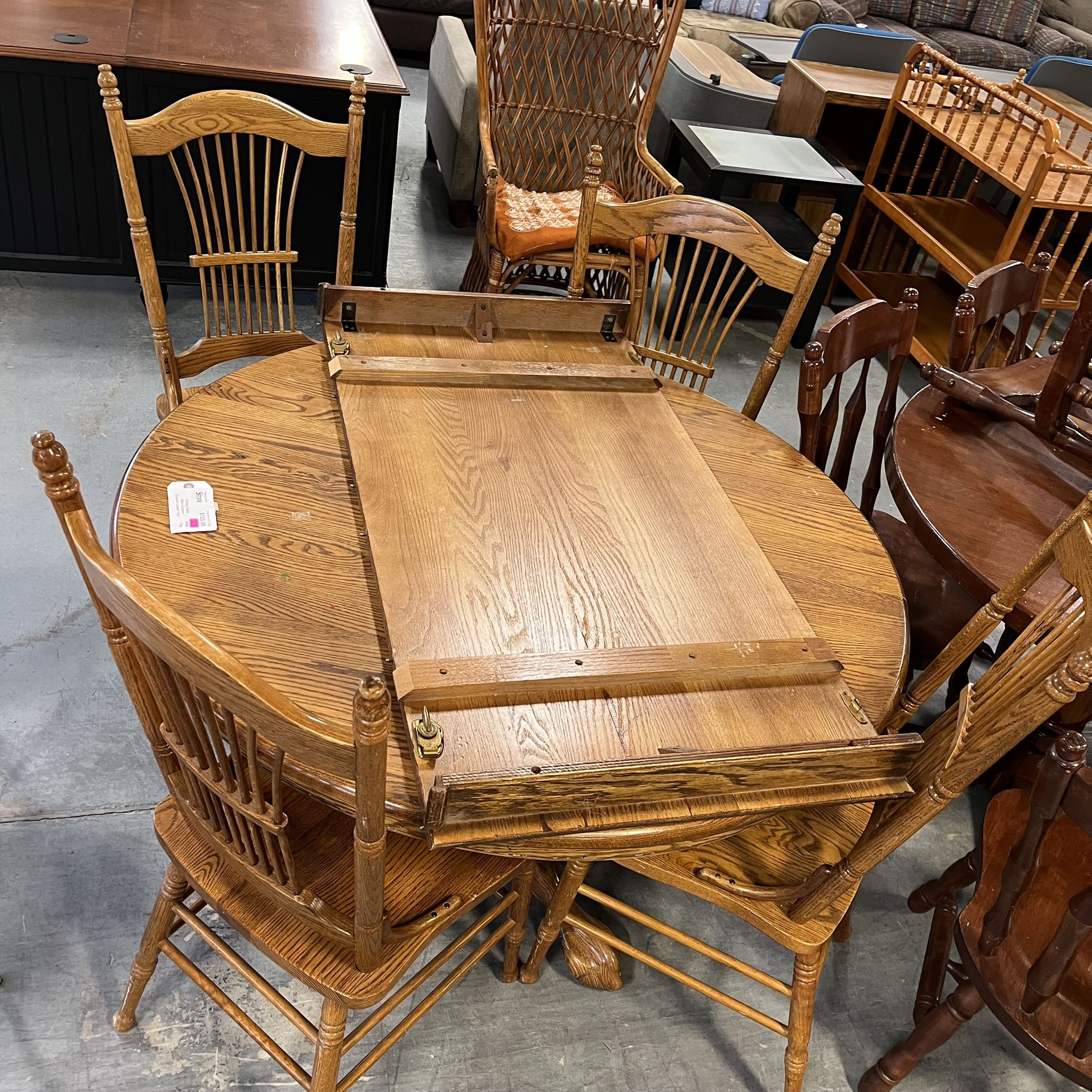 Round Wood Dining Table And Chairs Set (in Store)