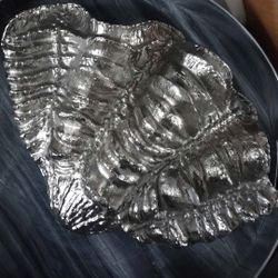 Gorgeous Silver seashell 13 inch wide 9.5 inch tall