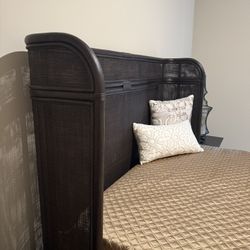 Arhaus Brand New Queen Bed With Mattress And Two Night Stand /dresser