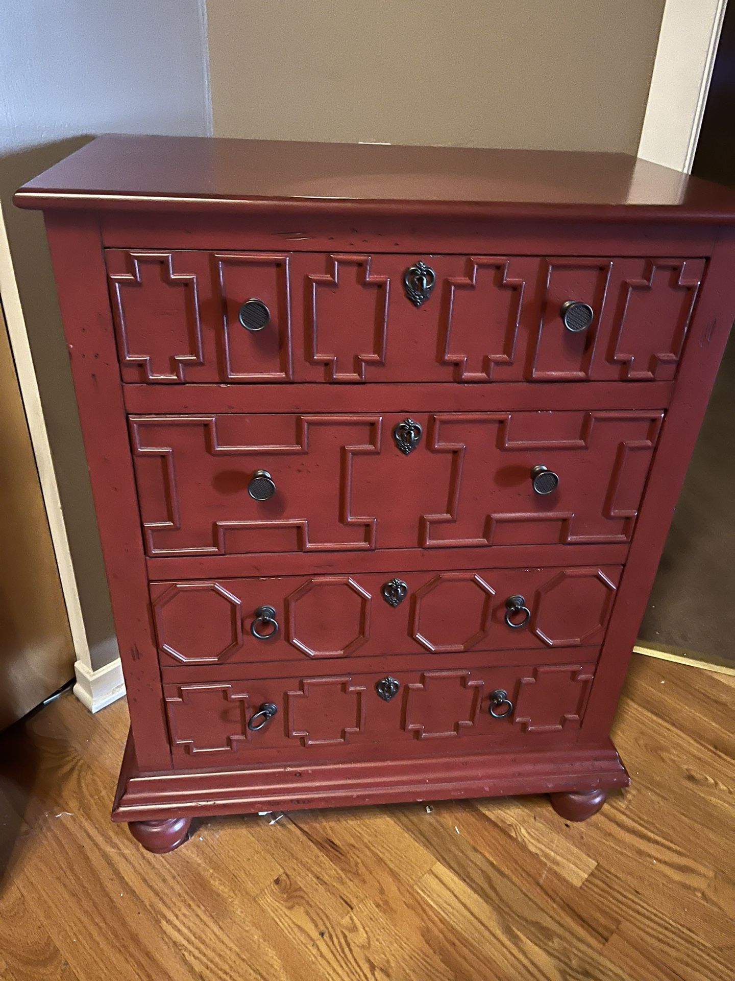 Red Wood File Cabinet