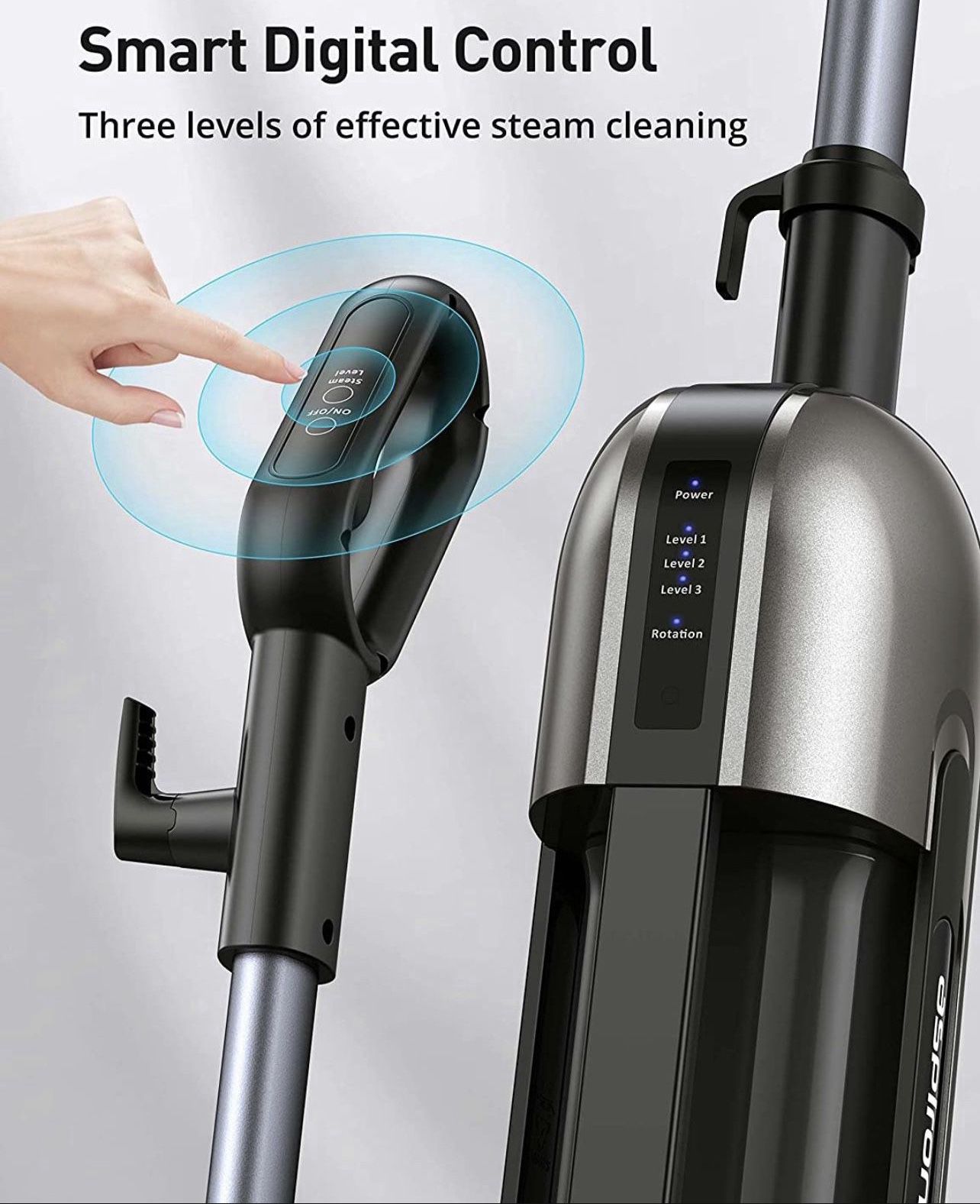 Steam Mop,Aspiron 1100W Electric Spin Scrub Steam Mop,Handle Control 3 Steam Modes Steam Cleaner,110℃/ 230℉ Steam,410ml Water Tank,LED Light,Steamer f