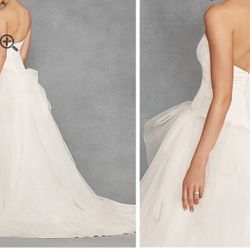 Vera Wang White Strapless Tulle Ballgown VW 351339 Size 4 