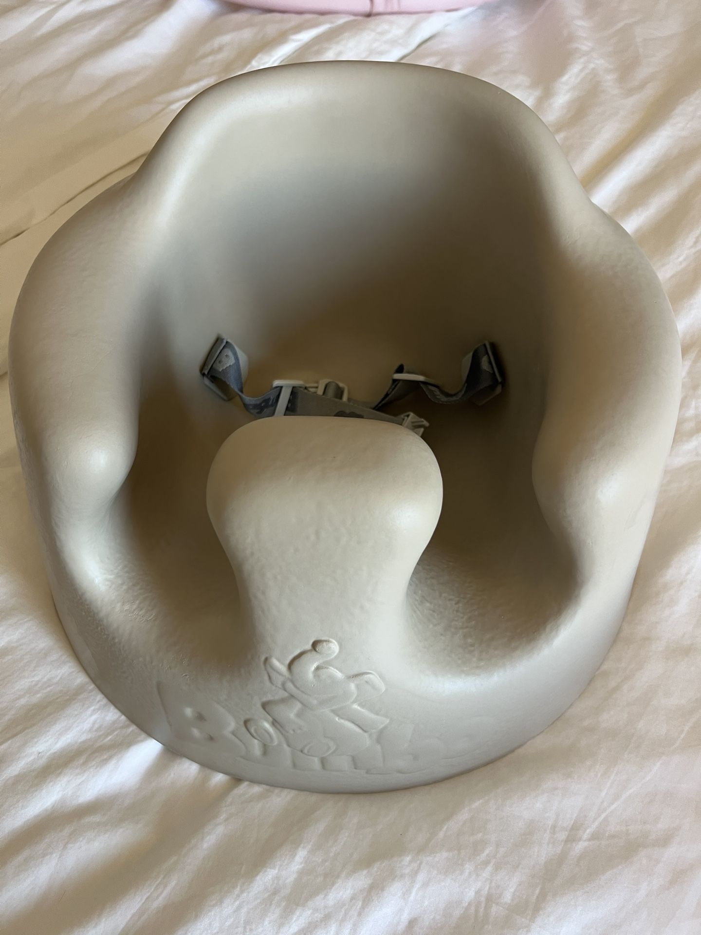 Bumbo Baby Infant Soft Foam Comfortable Floor Booster Seat Supportive Chair with 3 Point Adjustable Safety Buckle Strap Harness - Taupe