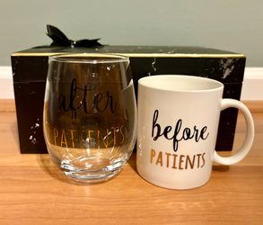 Before Patients Coffee Mug & After Patients Wine Glass Gift Set for Nurse, PT/OT