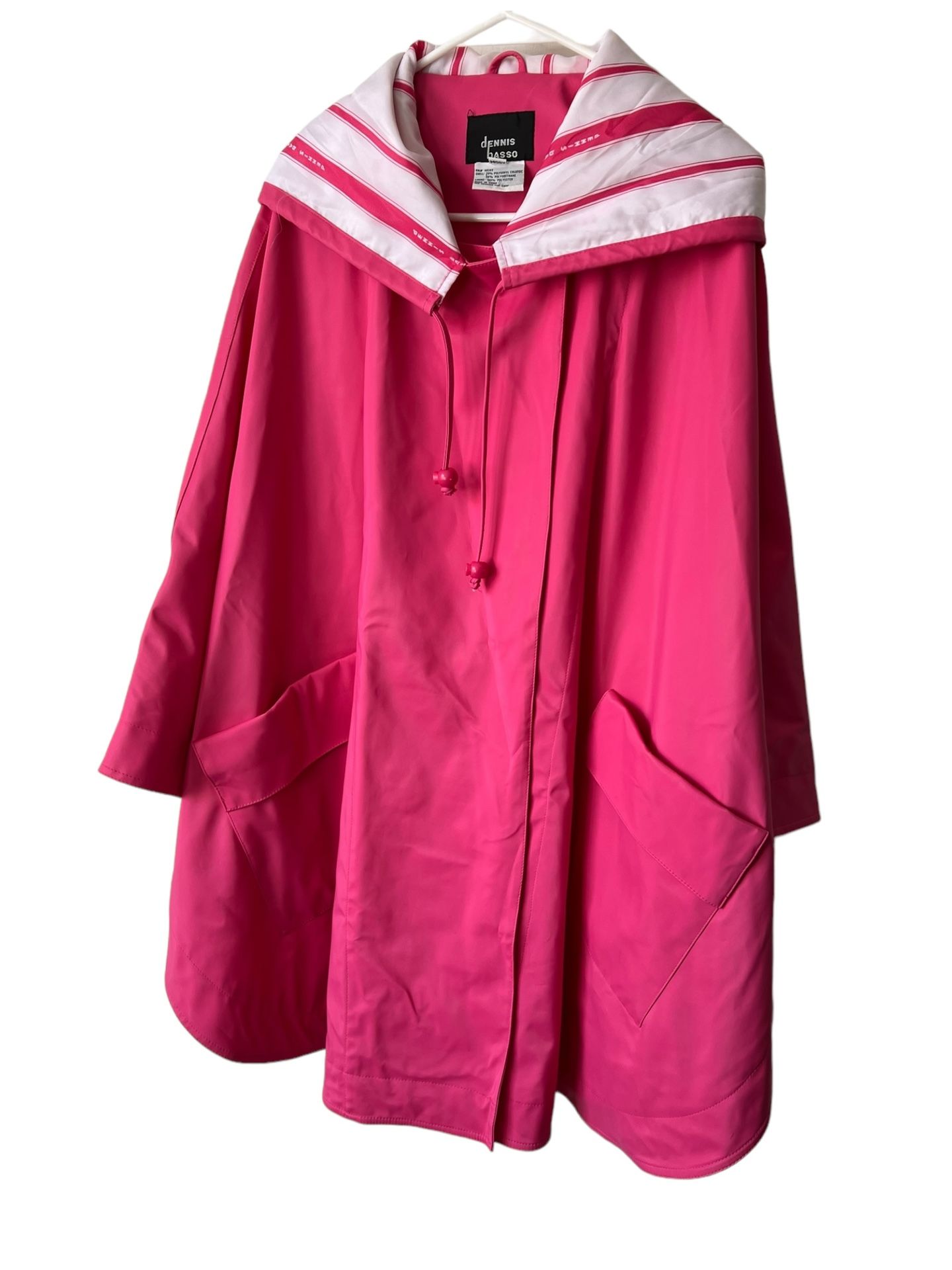 Dennis Basso Women Pink Raincoat Poncho Hooded Missy OS  Stay dry in style with this Dennis Basso pink raincoat poncho. Designed for women, this hoode