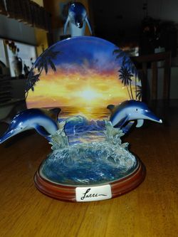 Dolphin Plate Statue by Lassen