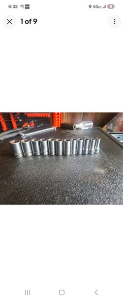 Snap On Tools 12 Piece 3/8" Drive Semi Deep 8-19mm Socket Set 212YFSMSY USA
View pictures for EXACT Description.