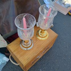 International Silver Company Heavy Leader Crystal Candle Holders