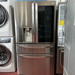 LG 4-door refrigerator in perfect condition, working perfectly. Dimensions 35 3/4 (W) x 39 1/8 (D) x 70 1/4 (H). They are delivered to your home and i