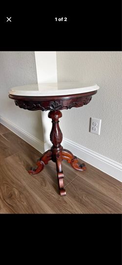 ✨ Vintage Marble Top Accent Table