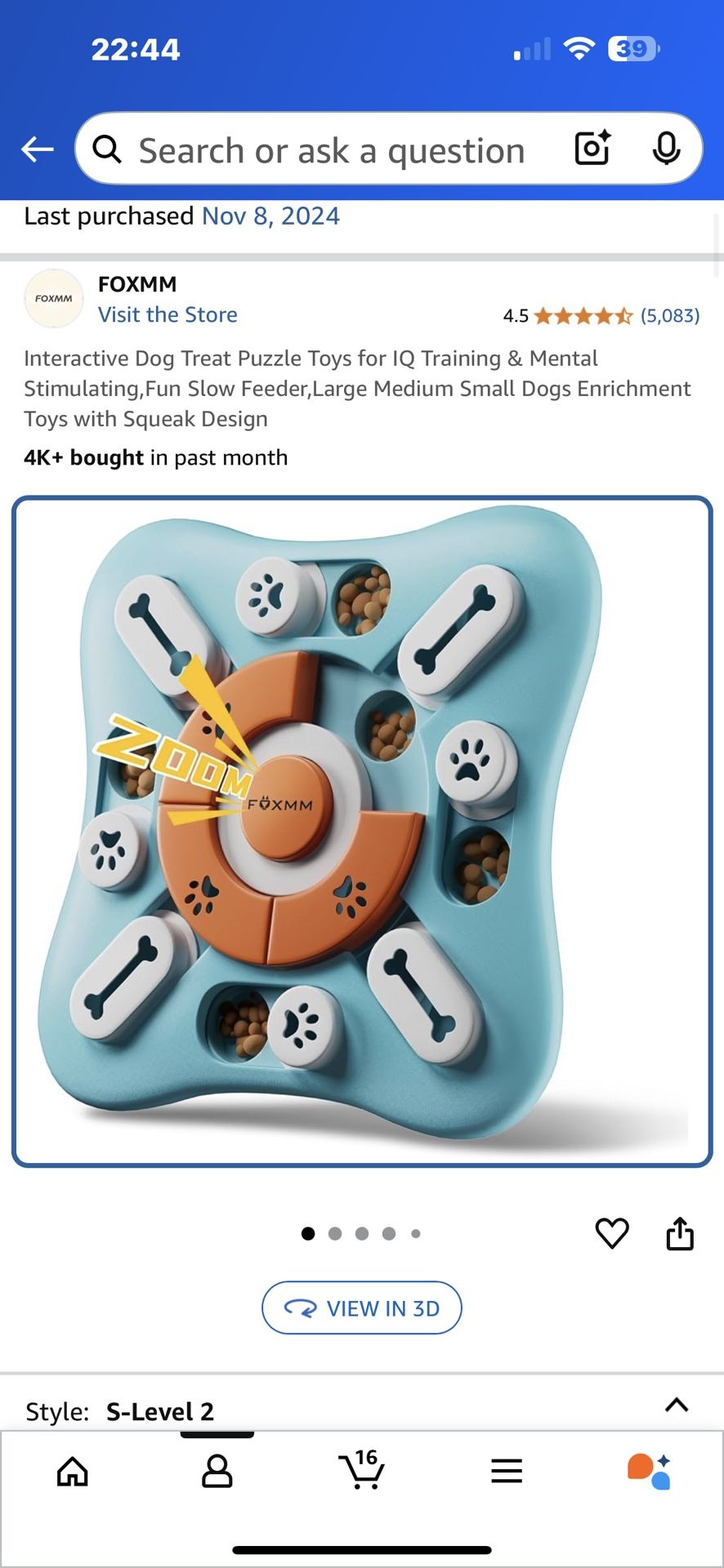 Interactive Dog Treat Puzzle Toys for IQ Training & Mental Stimulating,Fun Slow Feeder,Large Medium Small Dogs Enrichment Toys with Squeak Design