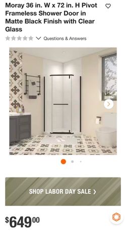 Moray 36x72 Frameless Pivot Shower Door Matte Black