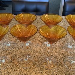 Martini Glasses - Set of 8 - Orange Color