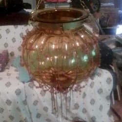 Antique Morrocan MCM Ambered Bubble Glass Lamp