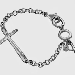 Silpada 'in Good Faith' Organic Cross Chain Bracelet in Sterling Silver, 7.5"