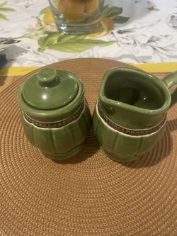 Vintage Sage Green Sugar & Creamer Set